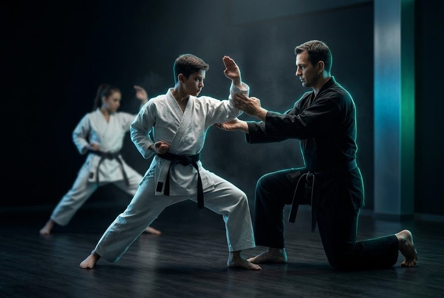 Instructor leading a belt grading